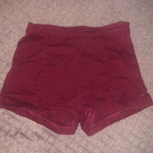 High-Waisted Maroon Shorts